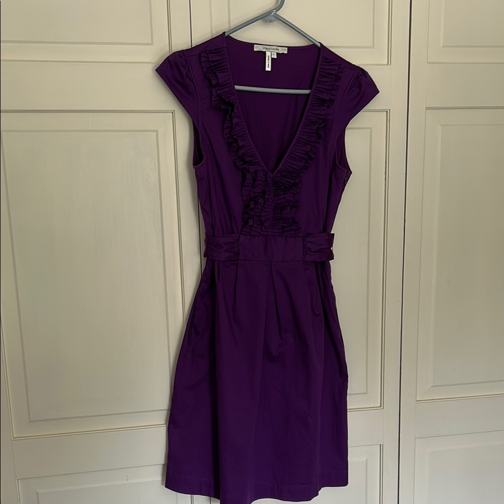 Max & Cleo Plum Ruffle Midi Dress